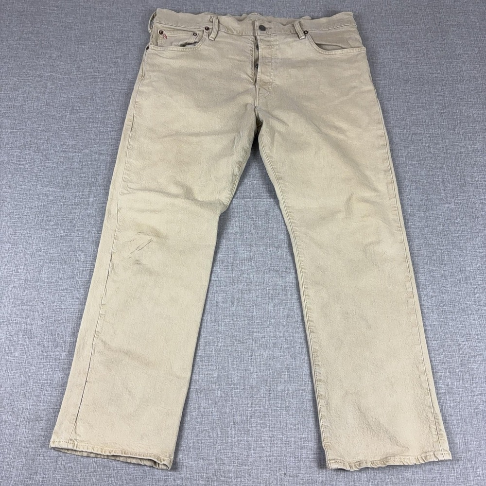 Polo Ralph Lauren Authentic Dungarees Jeans Mens 38x30 Beige Straight Denim